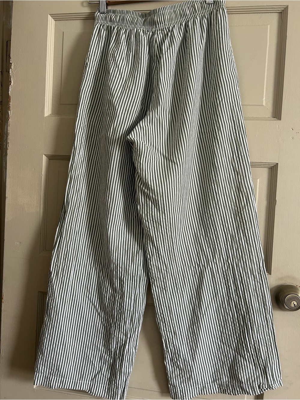 Donni The Pop Cotton Wide Leg Pants | Small | Rosemary Green Stripe - Picture 7 of 8